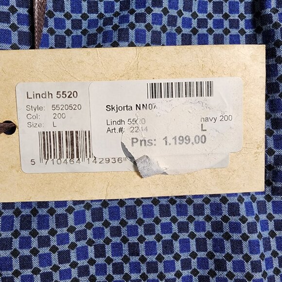 NN07 Lindh Blue/Black Pattern Long sleeve Button up Collared Shirt Size L - Picture 10 of 11